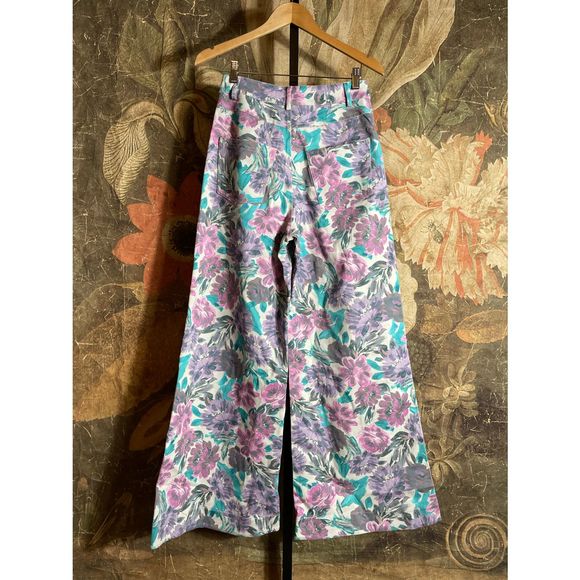 For Love & Lemons Floral Tamara Wide Leg Jeans Size M NWT - Picture 2 of 4